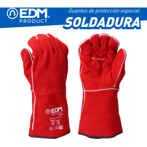 GUANTE PARA SOLDADORES PIEL SERRAJE COSIDO HILO KEVLAR TALLA 10 EDM