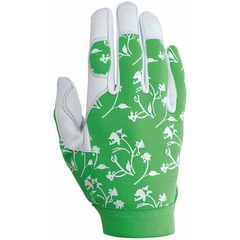 GUANTE PIEL FLOR CABRA PALMA SPANDEX VERDE 7