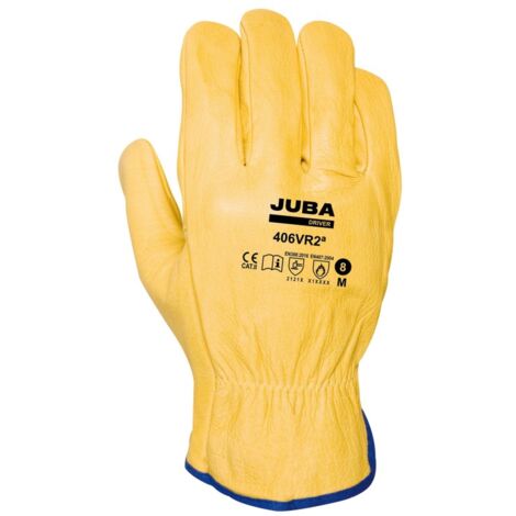 Guante piel flor vacuno driver amarillo 2a talla 8