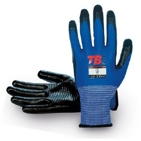 guante poliester azul palma nitrilo negr0 rugoso 700az u3 touch talla 7-9 t/guante talla s-7