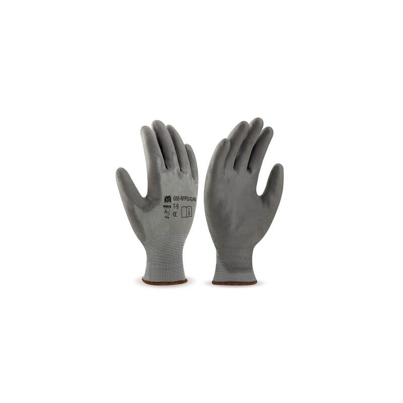 Guantes de poliéster recubiertos de poliuretano (Talla 9) EN388 color gris