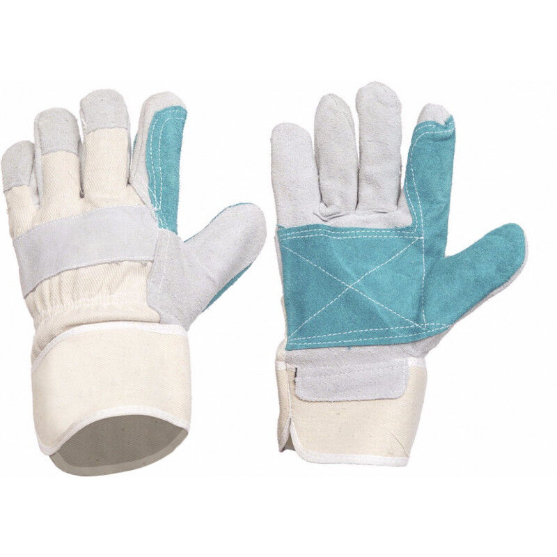 

Guantes de protección con palma en serraje WORKTEAM G2201 (12 pares) | Gris+Verde