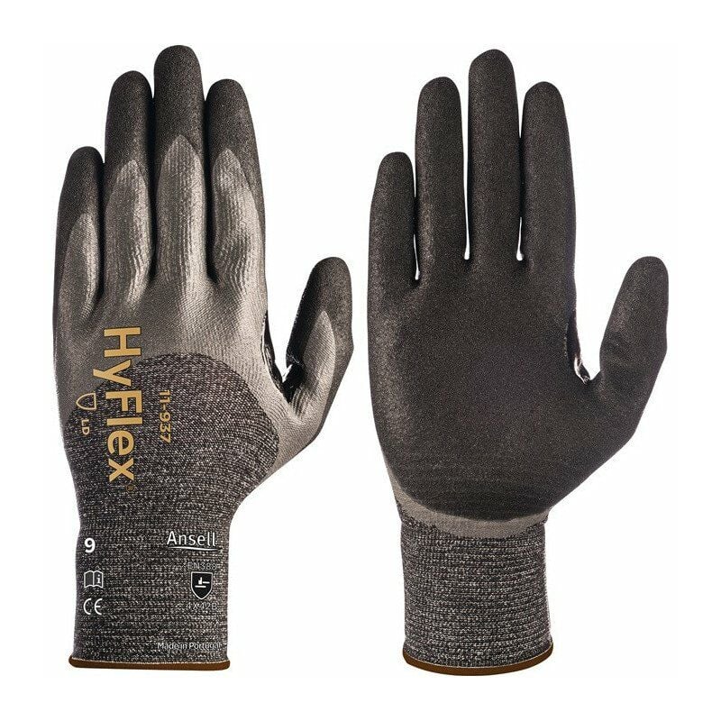 

Guante protector HyFlex 11-937 resistente a cortes Talla 11 negro / gris EN 388 Kat.II Ansell (Paquete de 12)