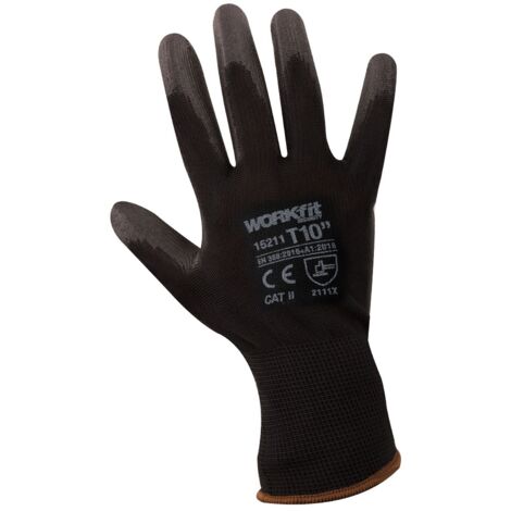 Guante PU Workfit Negro-Negro Talla 8" Resistente Y Flexible