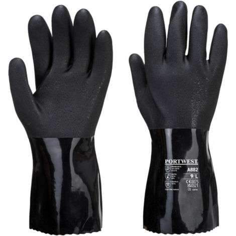 Guante químico de PVC ESD Negro, electricidad y estática A882 M