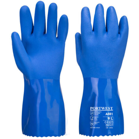 Guante químico de PVC Marine Ultra Azul calidad Premium A881 L