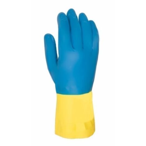 Guante Quimico M8 Natural Flocado 322 Latex/Neopreno Azul/Amarillo Juba
