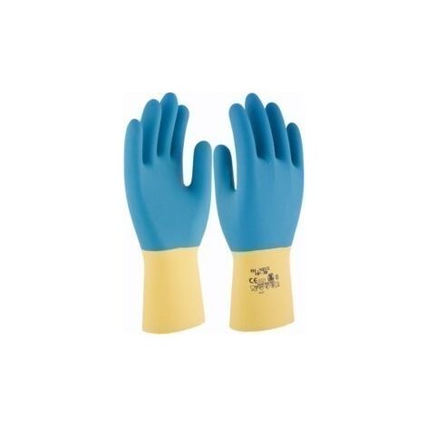 Guante Quimico Xl10 Nat. 3L Latex Am/Az Hp-300 Floc. Bi Neox