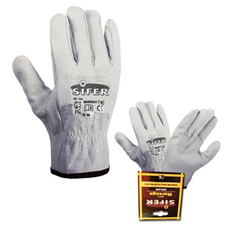 GUANTE SIFER PIEL FLOR VACUNO 1ª GRIS RIVETE T-10 BABIECA