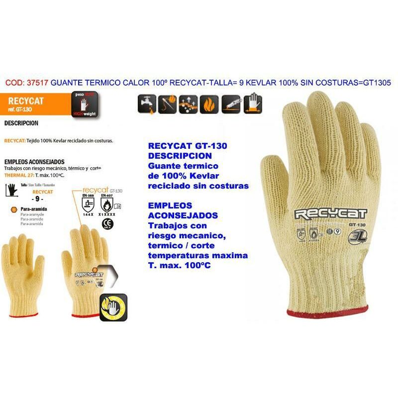 

guante termico calor 100º recycat t 9 kevlar 100% s-cost gt1305 - Mibricotienda