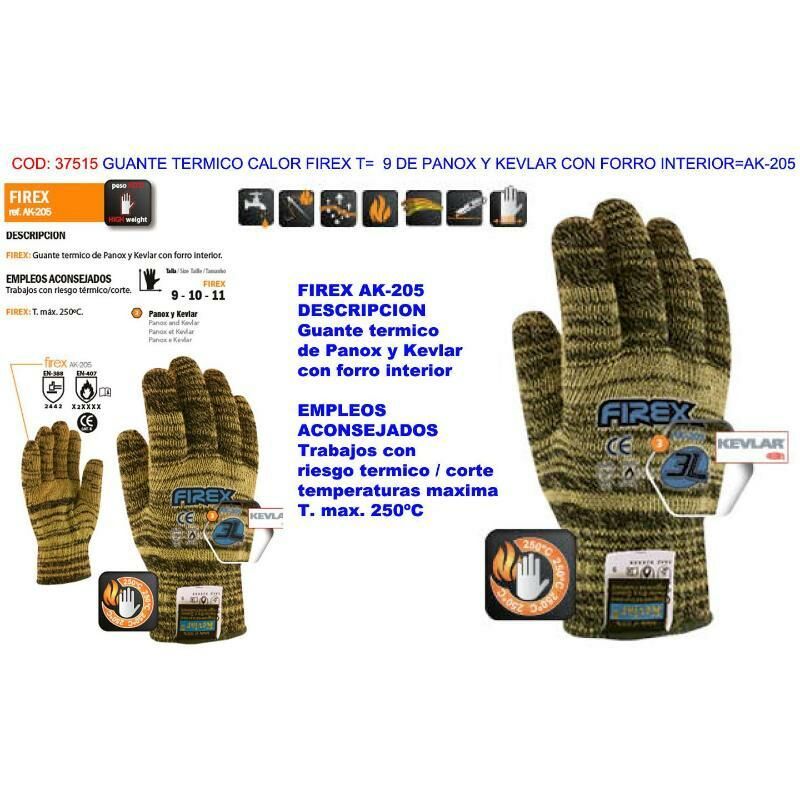 

MIBRICOTIENDA guante termico calor firex t 9 de panox y kevlar+forro ak-205