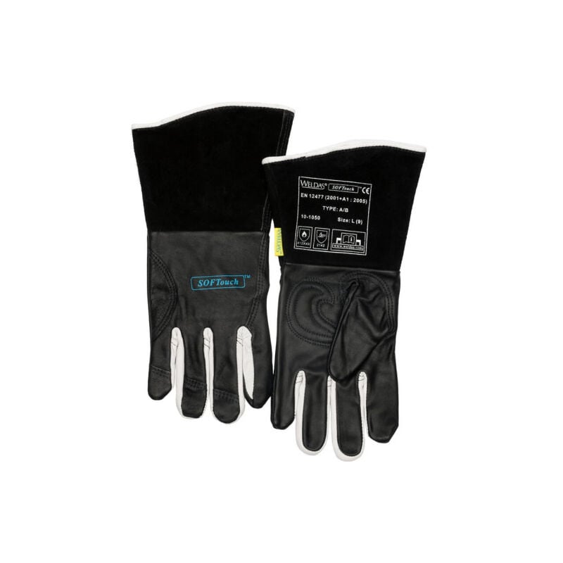 

Guante de cuero de vaca negro TIG Softouch | M - Weldas