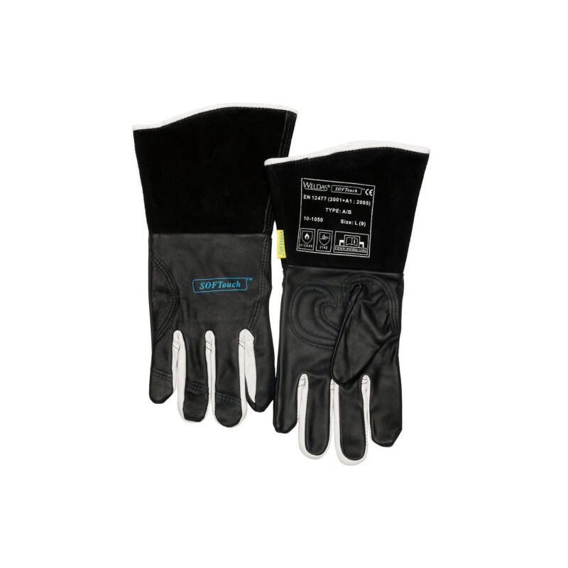 

Guante de cuero de vaca negro TIG Softouch | L - Weldas
