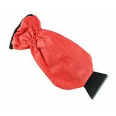 Guante universal para raspar hielo de coche, cálido y aislante con desempañador para parabrisas de coche y camión, portátil, impermeable, de tela Oxford 600D, color rojo.