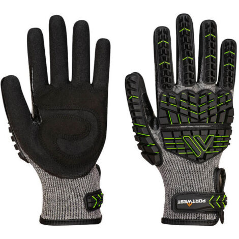 Guante VHR 15 Anti-Golpes de Nitrilo Esponjoso / Negro Verde / XS
