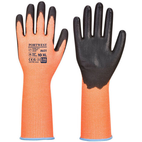 Guante Vis-Tex Cut con Manguito Largo - Protección y Comodidad / Naranja Negro / XL