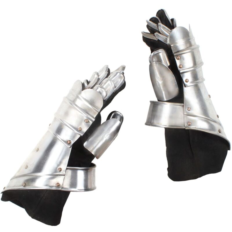 

vidaXL Réplica de guanteletes de caballero medieval LARP acero plata
