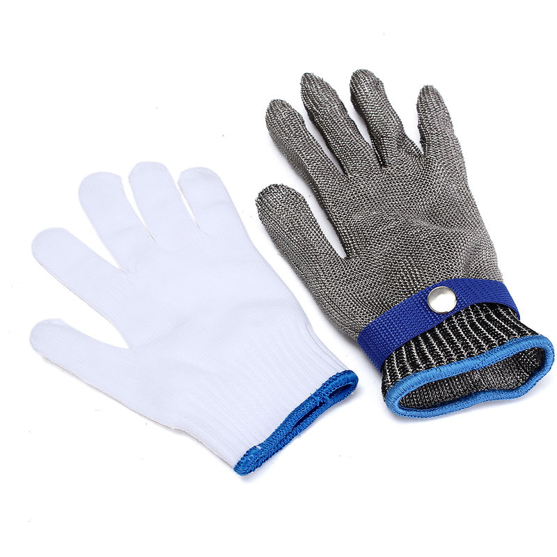 

Guantes Acero Anti Corte Azul Botón M Para Jardinero