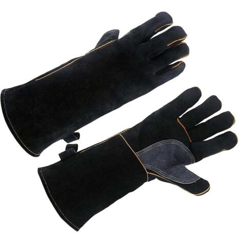 Guantes AIPERQ de piel de vacuno resistentes al calor y al fuego para chimeneas, hornos, parrillas, soldaduras y manejo de animales.