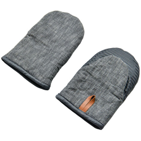 Guantes aislantes de silicona resistentes a altas temperaturas (par) con anillas antideslizantes para colgar, perfectos para cocinar, hacer barbacoas y hornear, color gris.
