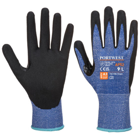 Guantes anticorte Dexti Cut Ultra Azul/Negro fibra HPPE galga 13 AP52 L
