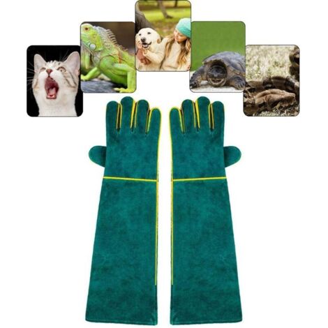 Guantes antimordeduras para el manejo de animales, guantes de trabajo de cuero de seguridad para el baño, aseo y manejo de perros, gatos, aves, serpientes, lagartos y reptiles - Guantes de protección