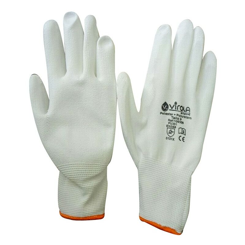 

Guantes blancos de poliester + pu Virola | 9