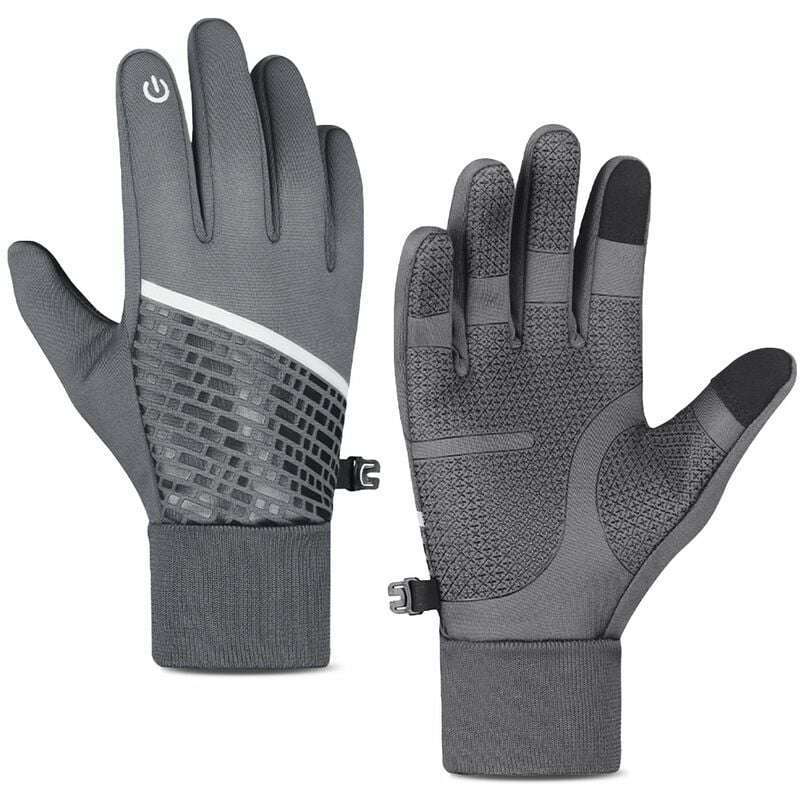 

Guantes calidos de invierno Guantes de ciclismo impermeables de lana con pantalla tactil,Gris, M