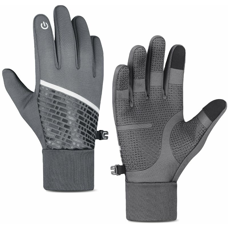 

Guantes calidos de invierno Guantes de ciclismo impermeables de lana con pantalla tactil,Gris, S