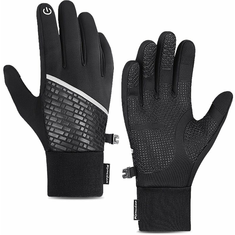

Guantes calidos de invierno Guantes de ciclismo impermeables de lana con pantalla tactil,Negro, XL