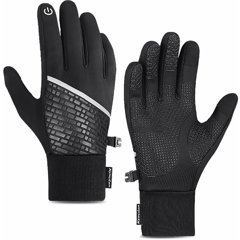 

Guantes calidos de invierno Guantes de ciclismo impermeables de lana con pantalla tactil,Negro, S