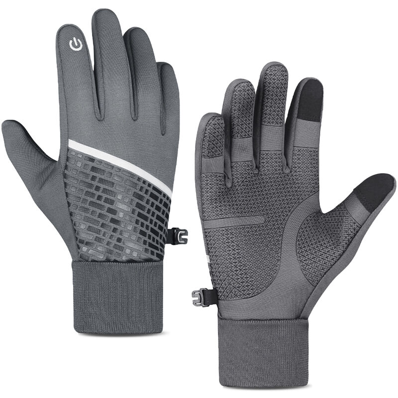 

Guantes calidos de invierno Guantes de ciclismo impermeables de lana con pantalla tactil, Gris, X-Large