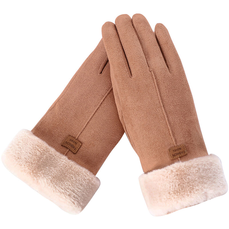 

Guantes calidos de invierno para mujer Guantes femeninos al aire libre con pantalla tactil con forro de pelusa,Caqui