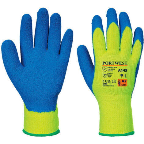Guantes Cold Grip para trabajos con frío, galga 7 A145 M Amarillo / Azul marino