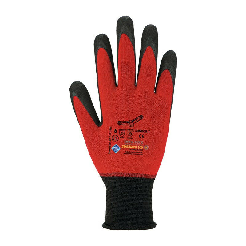 

Guantes Condor talla 8 nylon / elastano rojo con microespuma de nitrilo (Por 12)