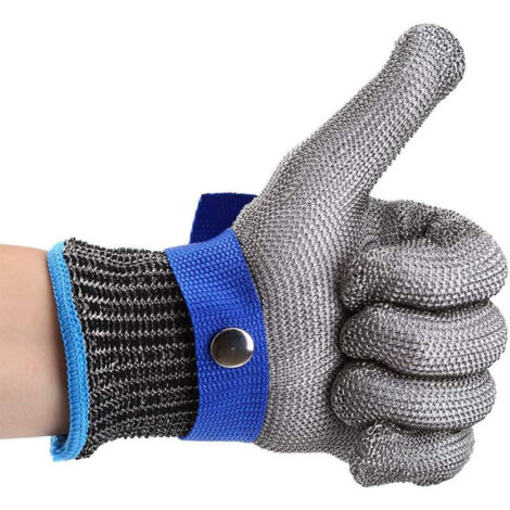 Guantes de acero inoxidable resistentes a los cortes, guantes de trabajo de seguridad de nivel 5 (S)