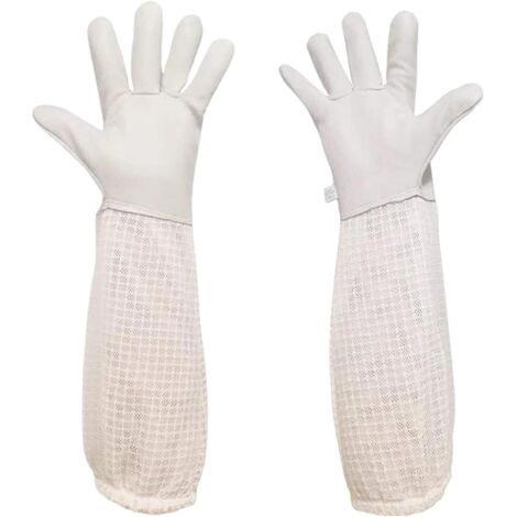 Guantes de apicultura  Guantes para abejas  Guantes de apicultura  Guantes de apicultura con puños elásticos, guantes de piel de cabra  Guantes de protección para apicultores