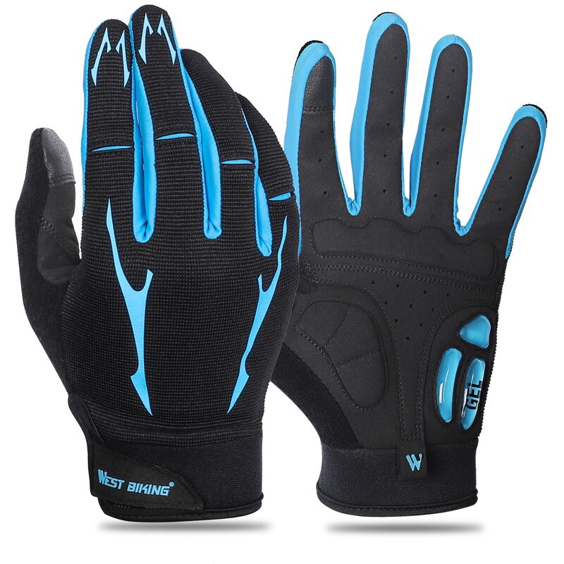 

West Biking - Guantes de bicicleta de montana Guantes de pantalla tactil de dedo completo Guantes de ciclismo antideslizantes Resistentes al desgaste