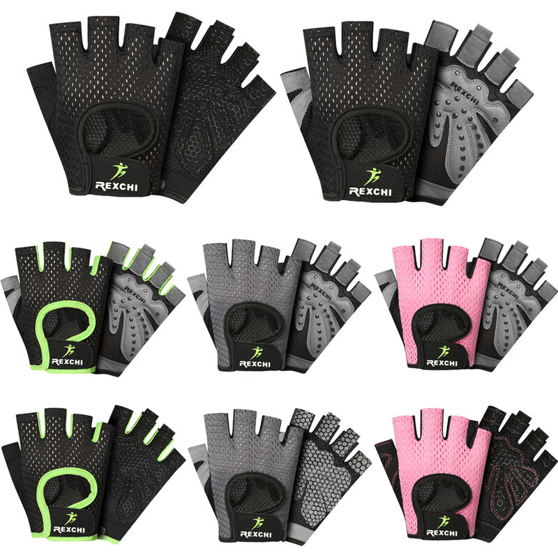 

Guantes de ciclismo, guantes de medio dedo, transpirables y resistentes al desgaste, absorcion de impactos antideslizante,Negro uno, XL