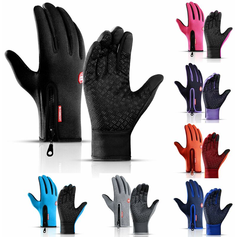 

Guantes de ciclismo Guantes deportivos termicos de lana impermeable con pantalla tactil para senderismo Esqui,Naranja, L