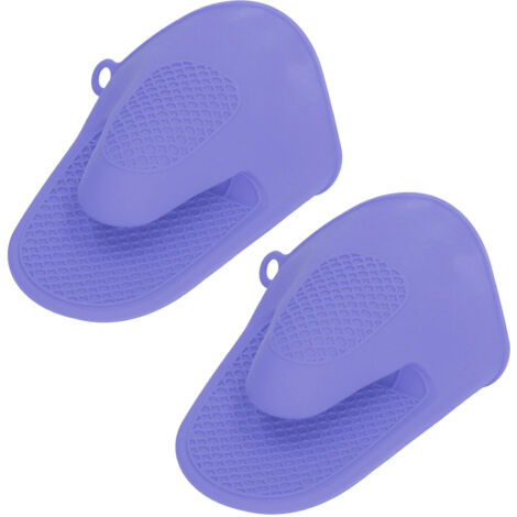 guantes de cocina antiescaldaduras de silicona gruesa para horno, color morado