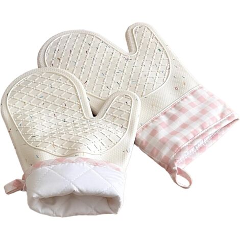 Guantes de cocina de silicona con estampado de confeti, un par, sin BPA, impermeables, resistentes al calor y lavables, con forro de algodón, para cocinar, hornear pasteles y asar a la parrilla (2 pie