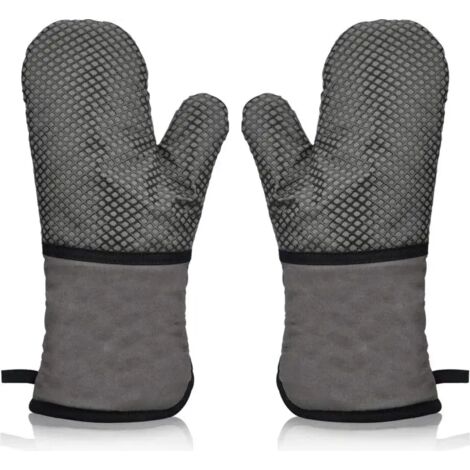 Guantes de cocina, esterillas aislantes y resistentes al calor, manoplas para horno para asar a la parrilla, asar carne, guantes de repostería, guantes de cocina, guantes largos de cocina con revestim