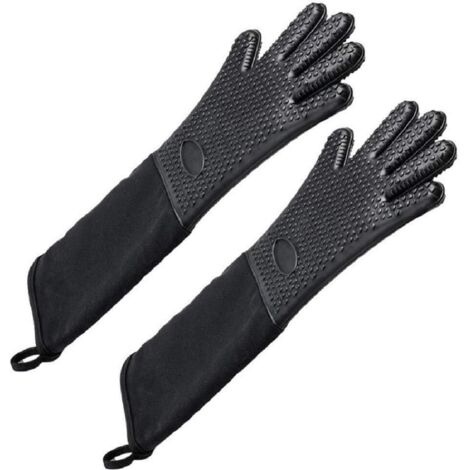 Guantes de cocina profesionales extralargos de silicona con forro acolchado, resistentes al calor y duraderos, 1 par.