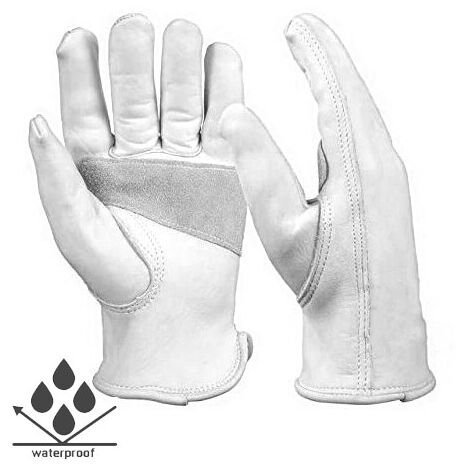 Guantes de conductor de PIEL Flor de Vacuno DOBLE cosido y REFORZADO, WATERPROOF, TALLA M