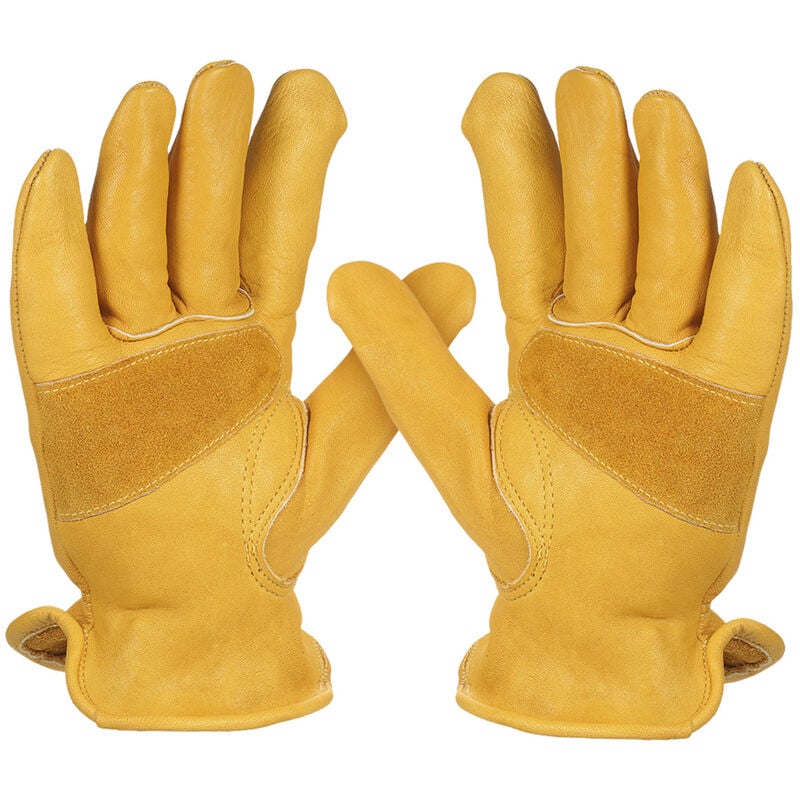 

Guantes de cuero de vaca de la capa superior de la motocicleta guantes guantes de invierno conductores de motocicletas retro caliente, (Amarillo, L)