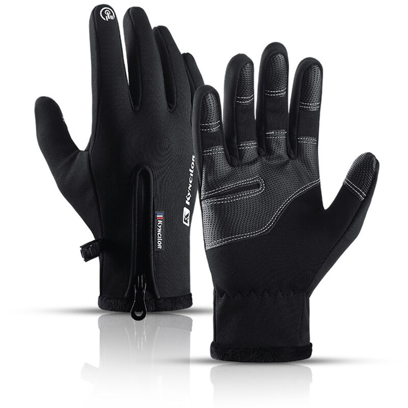 

Guantes de esqui de invierno Guantes de snowboard con pantalla tactil Guantes calidos de invierno Guantes calidos para hombres y mujeres, Negro, L