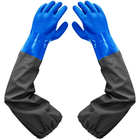 Guantes de goma impermeables, 27 pulgadas, puños elásticos, forro grueso, adecuados para la industria química, agricultura y pesca.