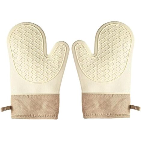 Guantes de horno, cocina, 1 par, resistentes al calor, manoplas de cocina, guantes de horno, manoplas de horno, guantes de cocina, manoplas de cocina, manoplas de horno, beige