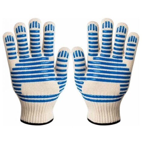 Guantes de horno de doble capa resistentes al calor hasta 350 °C, guantes de silicona antideslizantes para cocinar, soldar, asar a la parrilla, hornear, chimenea, guantes de cocina - S
